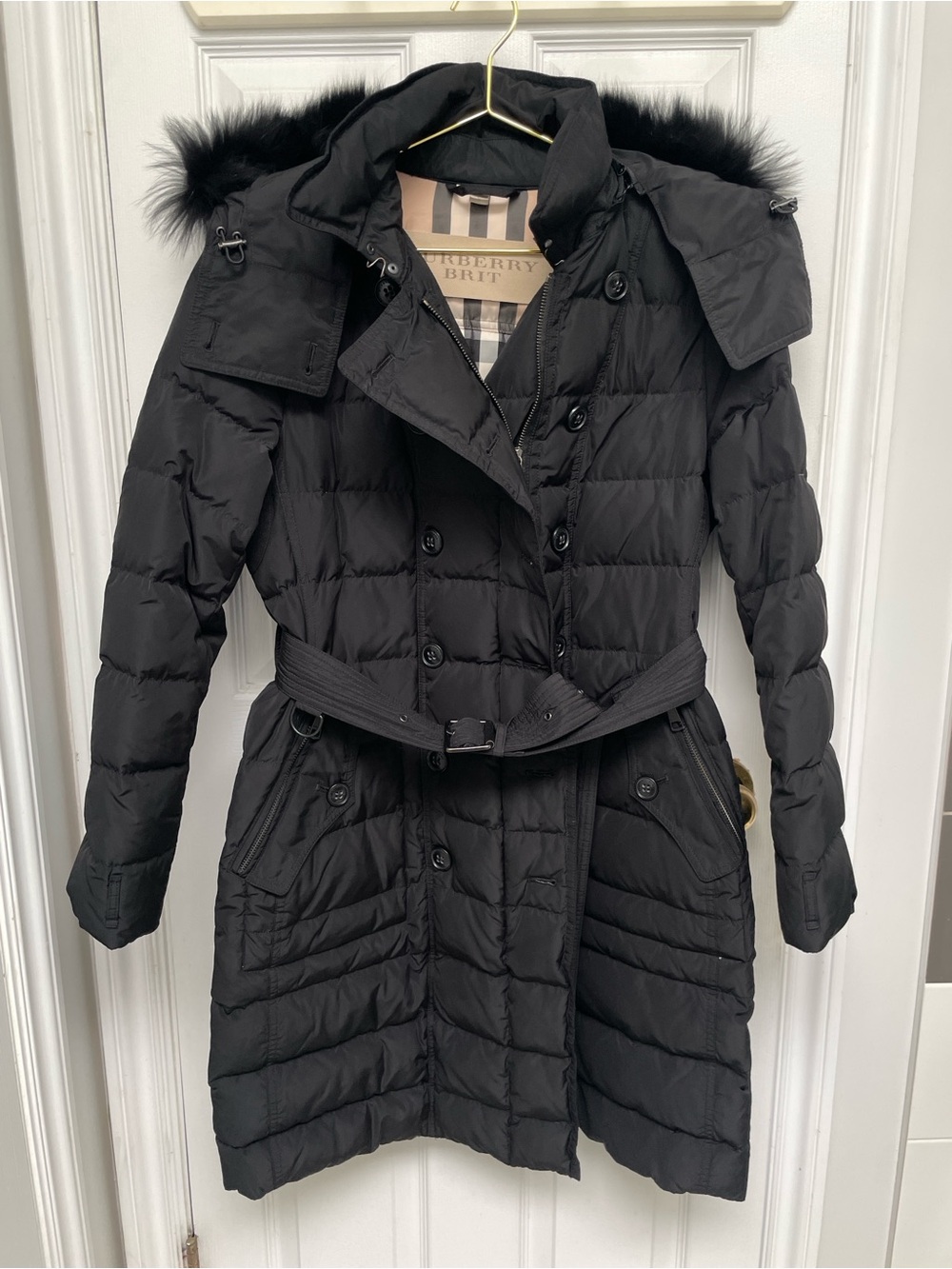 Burberry Brit Women's Black Quilted Belted Puffer Jacket - medium/large